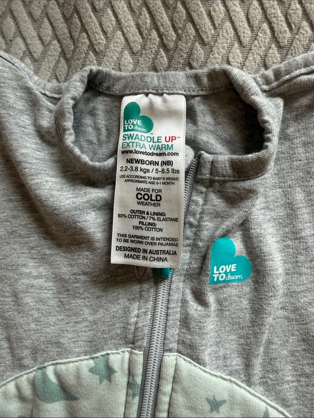 Love to Dream Grey & Mint Moon-Print Swaddle